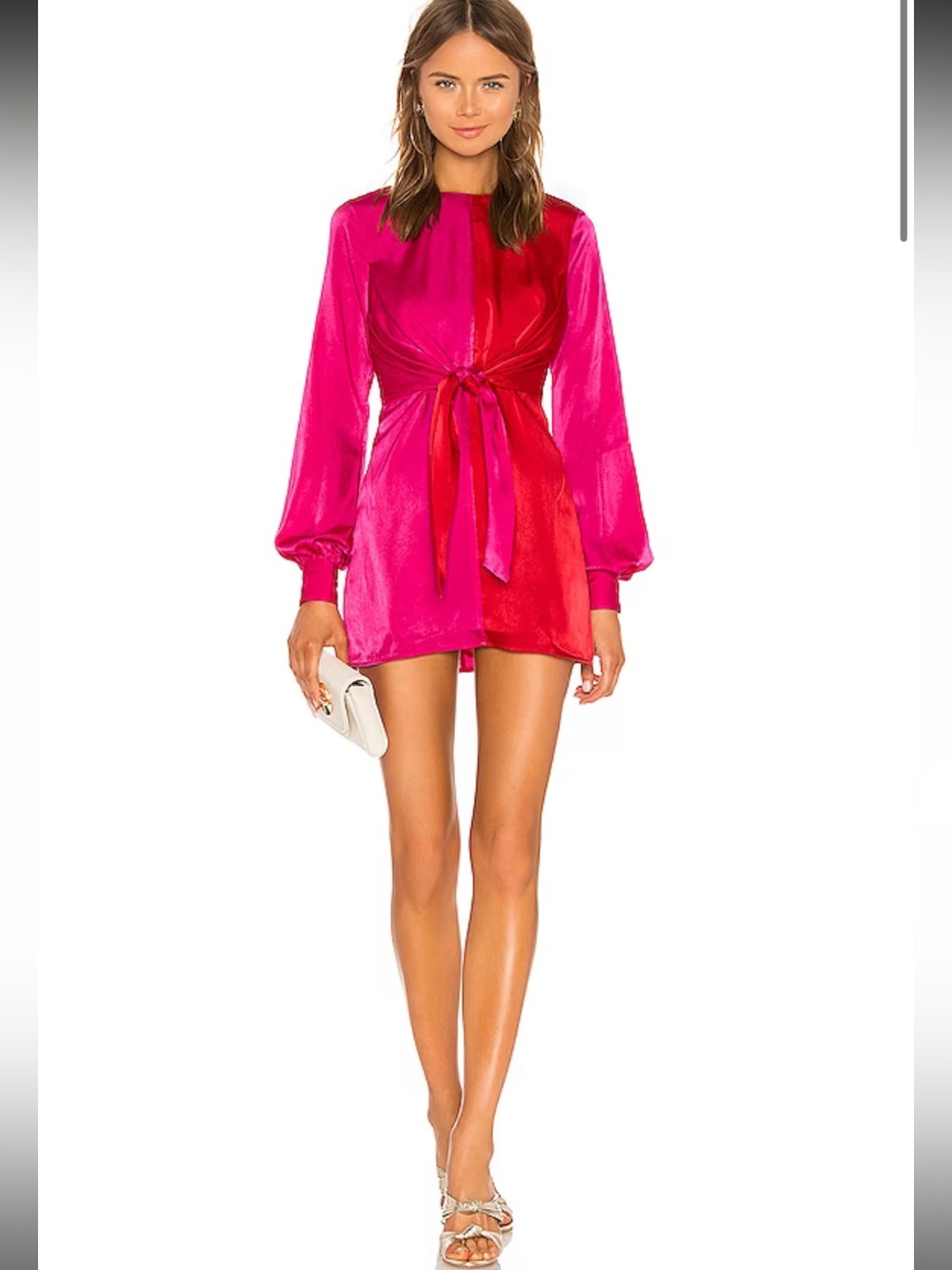 NWT House of Harlow 1960 x Revolve Lotta Pink Red Colorblock Mini Dress XS